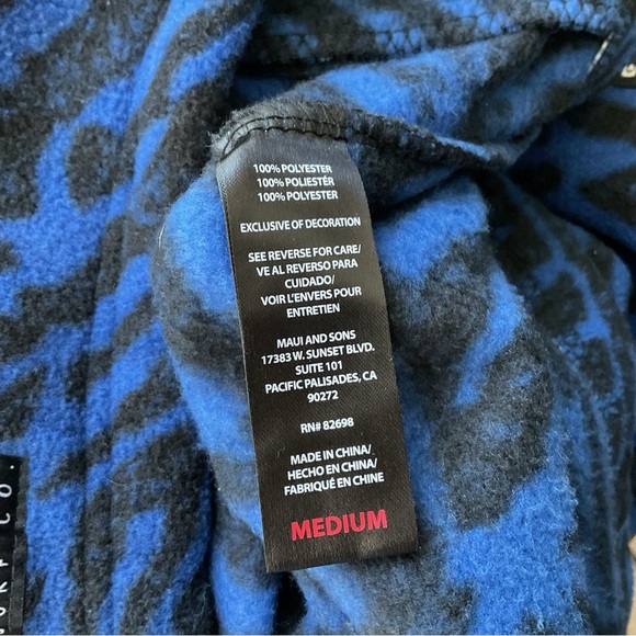 Maui And Sons‎ Blue And Black Full Zip Fleece Jacket Size Medium - Picture 5 of 7